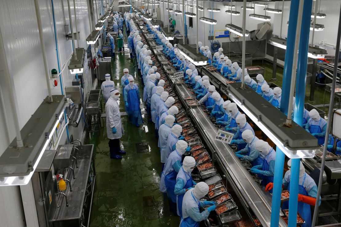 A Thai Union shrimp peeling plant in 2016. Thai Union is one of the world's largest seafood distributors and was a longtime Red Lobster supplier.