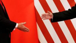 U.S. President Donald Trump and China's President Xi Jinping shake hands after making joint statements at the Great Hall of the People in Beijing, China, November 9, 2017.