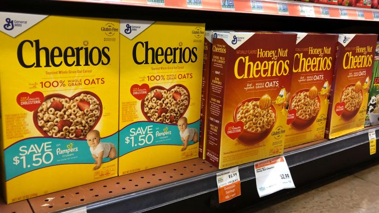 General Mills Inc's Cheerios and Honey Nut Cheerios are displayed on the shelf of a Whole Foods Market store in Venice, California, U.S., March 17, 2018.
