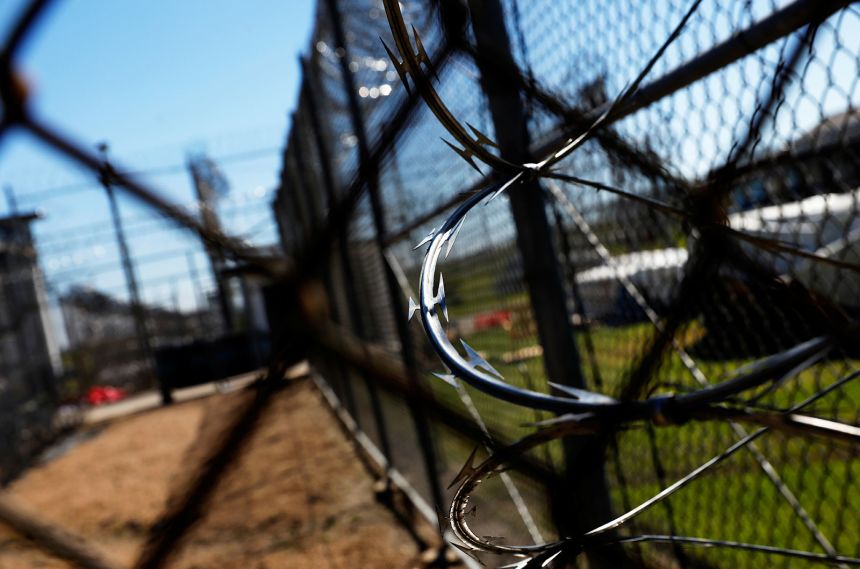 Barbed wire is seen inside the Louisiana State Penitentiary in Angola, Louisiana, March 7, 2018. Picture taken March 7, 2018.