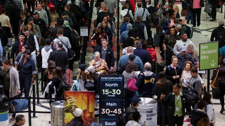 Long lines are seen at a Transportation Security Administration (TSA) security checkpoint at Hartsfield-Jackson Atlanta International Airport amid the partial federal government shutdown, in Atlanta, Georgia, U.S., January 18, 2019.  REUTERS/Elijah Nouvelage