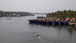 Fishermen travel in a boat in the tributary waters of the Periyar River at Munambam on the outskirts of Kochi in the southern state of Kerala, India, January 21, 2019. REUTERS/Sivaram V