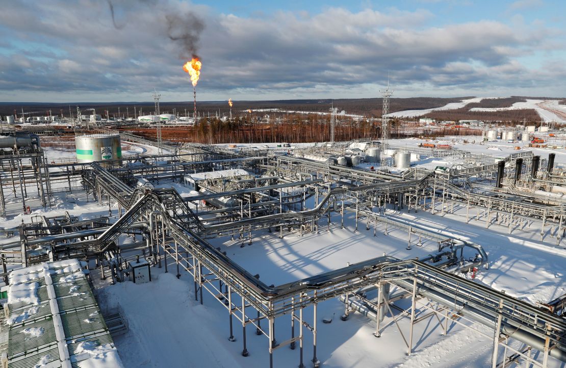 An oil treatment plant in the Yarakta oil field in the Irkutsk region of Russia, pictured in March 2019.