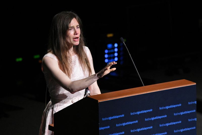Amanda Knox, pictured on June 15, 2019, will return to an Italian courtroom on Wednesday. She spent four years in jail in Italy for the murder of her roommate before she was cleared of the crime.
