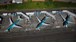 Unpainted Boeing 737 MAX aircraft are seen parked in an aerial photo at Renton Municipal Airport near the Boeing Renton facility in Renton, Washington, U.S. July 1, 2019.