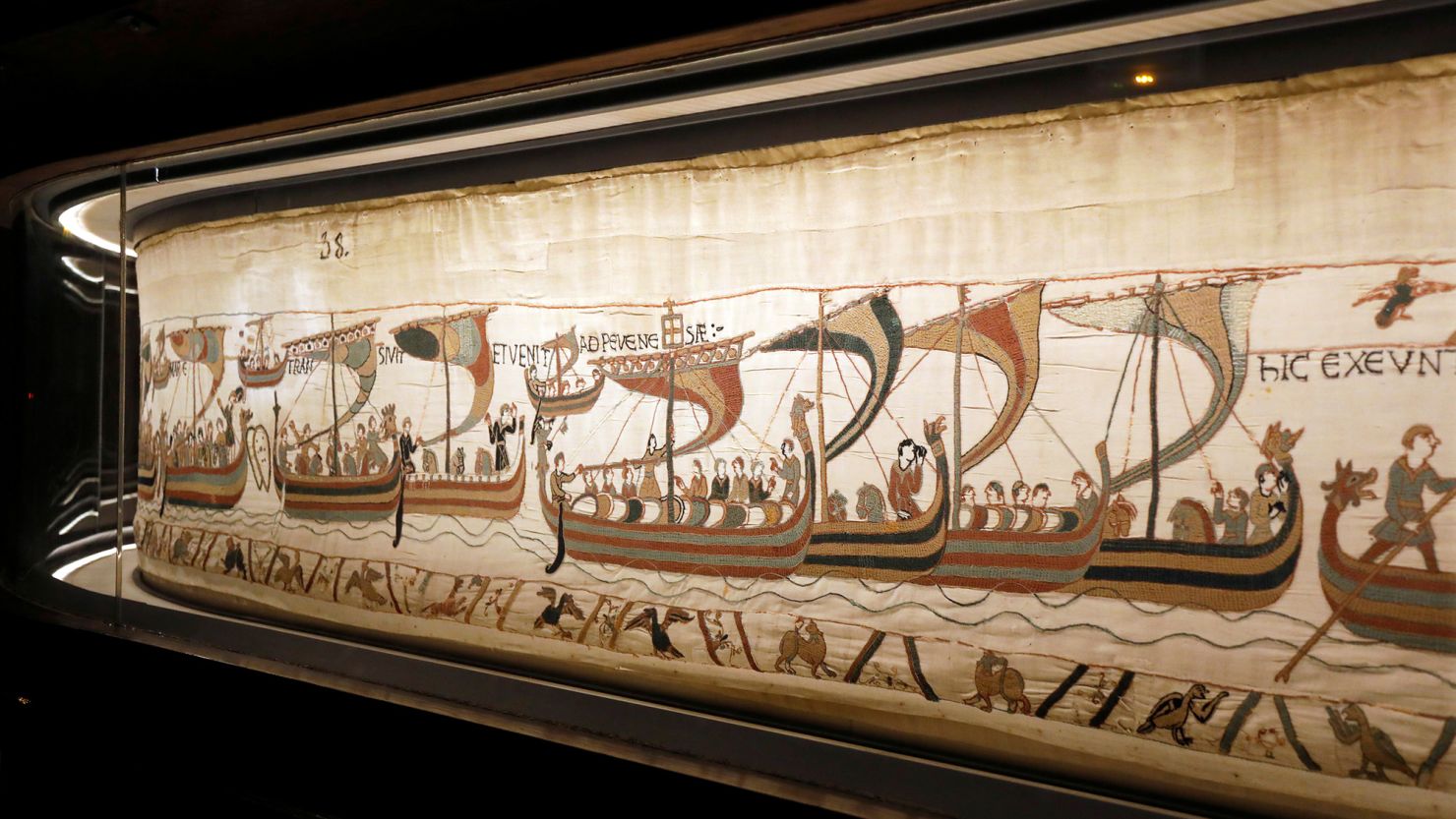 The Bayeux Tapestry is an embroidered cloth which depicts the events leading up to the Norman conquest of England in the 11th century.