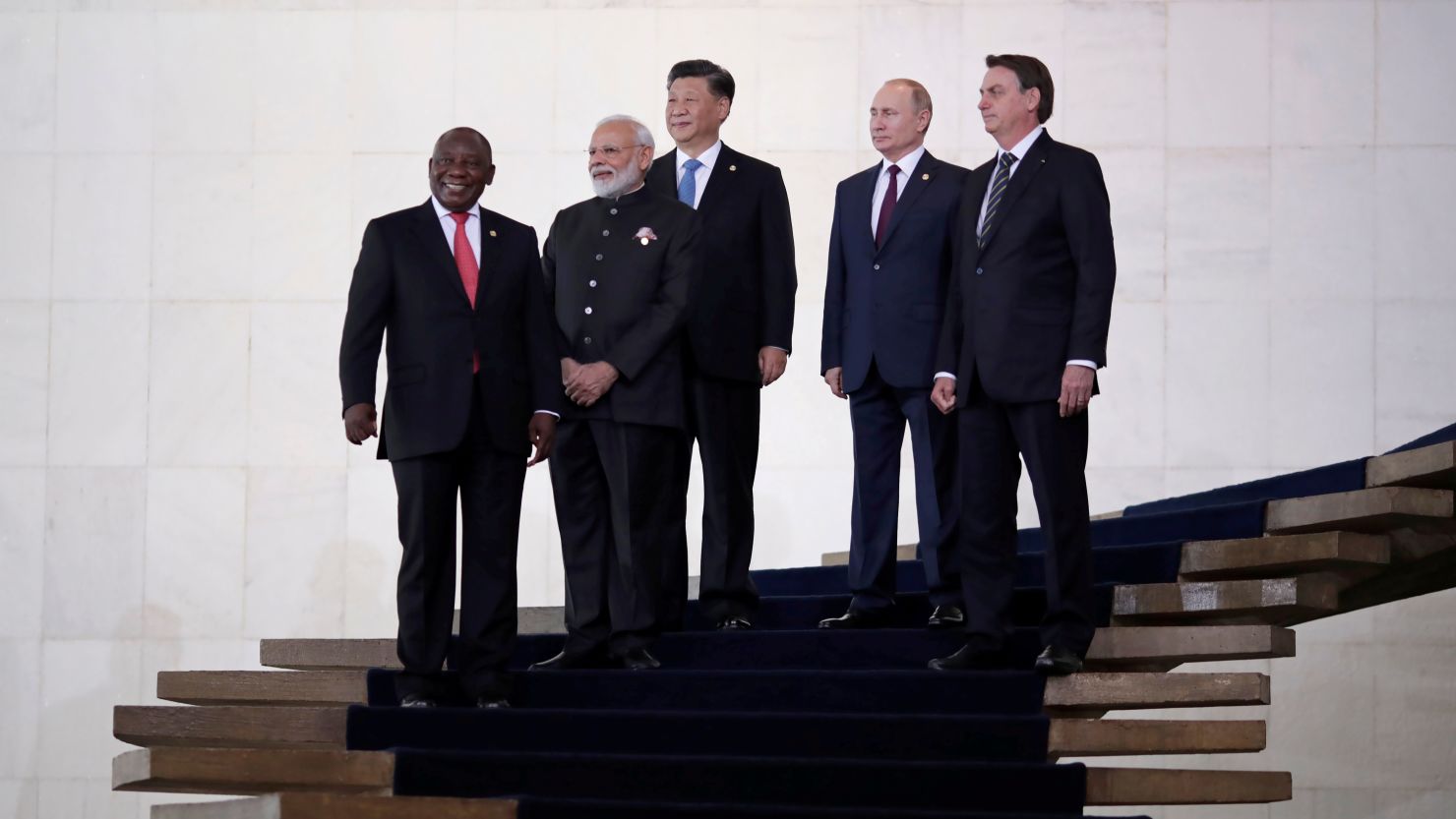 Leaders of BRICS nations meet during the group's summit in Brazil in 2019.