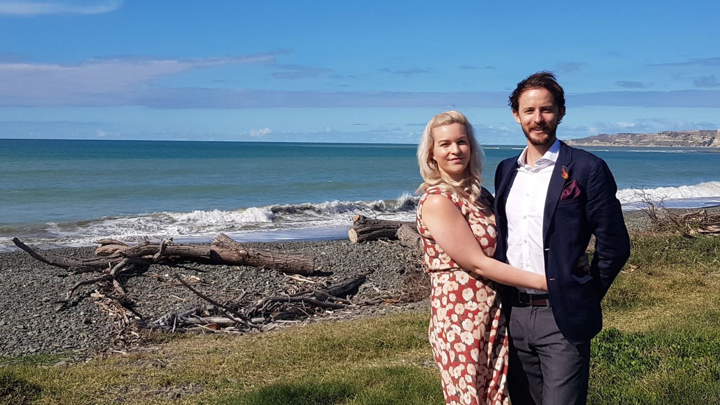 Samantha Hannah was living in New Zealand when she matched on a dating app with Toby Hunter, who was in London. Here's the couple in Hawkes Bay, New Zealand.