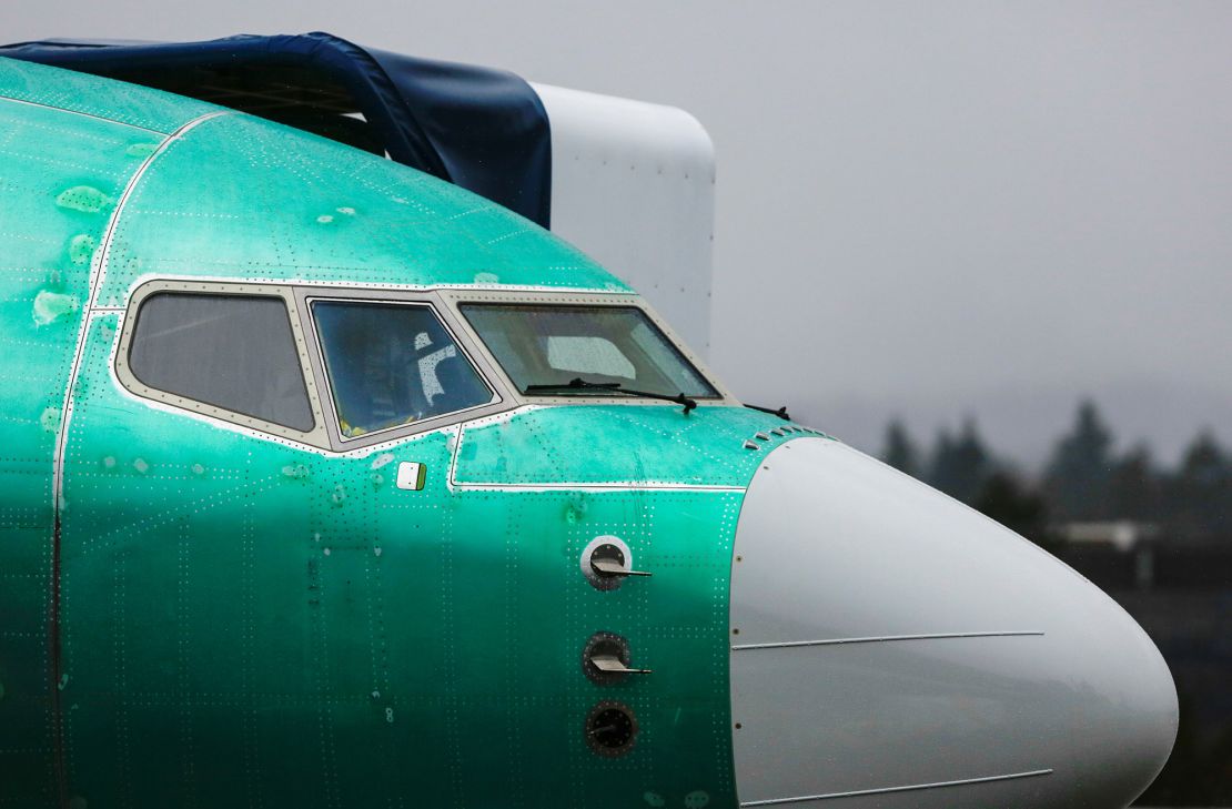 A Boeing 737 Max aircraft is seen parked in a storage area at the company's production facility in Renton, Washington in 2020.