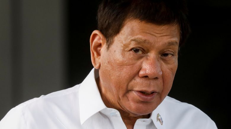Philippine President Rodrigo Duterte speaks during the arrival ceremony for the first COVID-19 vaccines to arrive in the country, at Villamor Air Base in Pasay, Metro Manila, Philippines, February 28, 2021. REUTERS/Eloisa Lopez