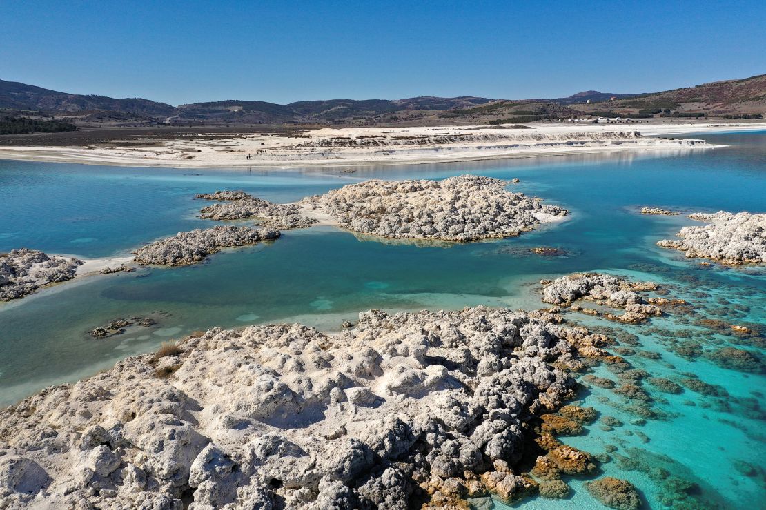 A general view of an exposed island of old microbialites in Lake Salda.