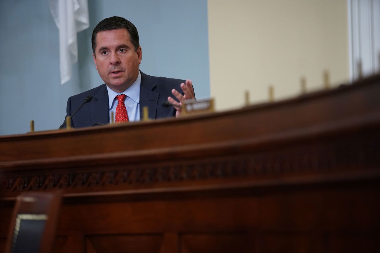 Then-Rep. Devin Nunes speaks at a House Intelligence Committee hearing in Washington, DC, in 2021.