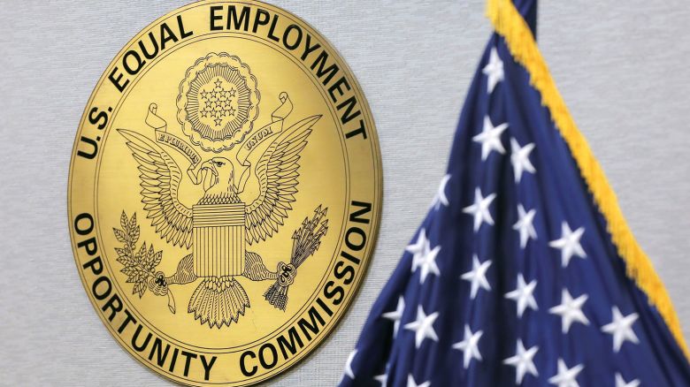 The seal of the The United States Equal Employment Opportunity Commission (EEOC) is seen at their headquarters in Washington, D.C., U.S., May 14, 2021. REUTERS/Andrew Kelly