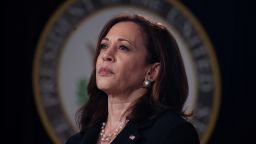 Vice President Kamala Harris attends an infrastructure event addressing high speed internet in the Eisenhower Executive Office Building's South Court Auditorium at the White House in Washington, on June 3, 2021.