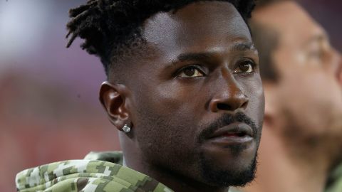 Tampa Bay Buccaneers wide receiver Antonio Brown during the first quarter against the New York Giants at Raymond James Stadium in Tampa, Florida, on November 22, 2021.