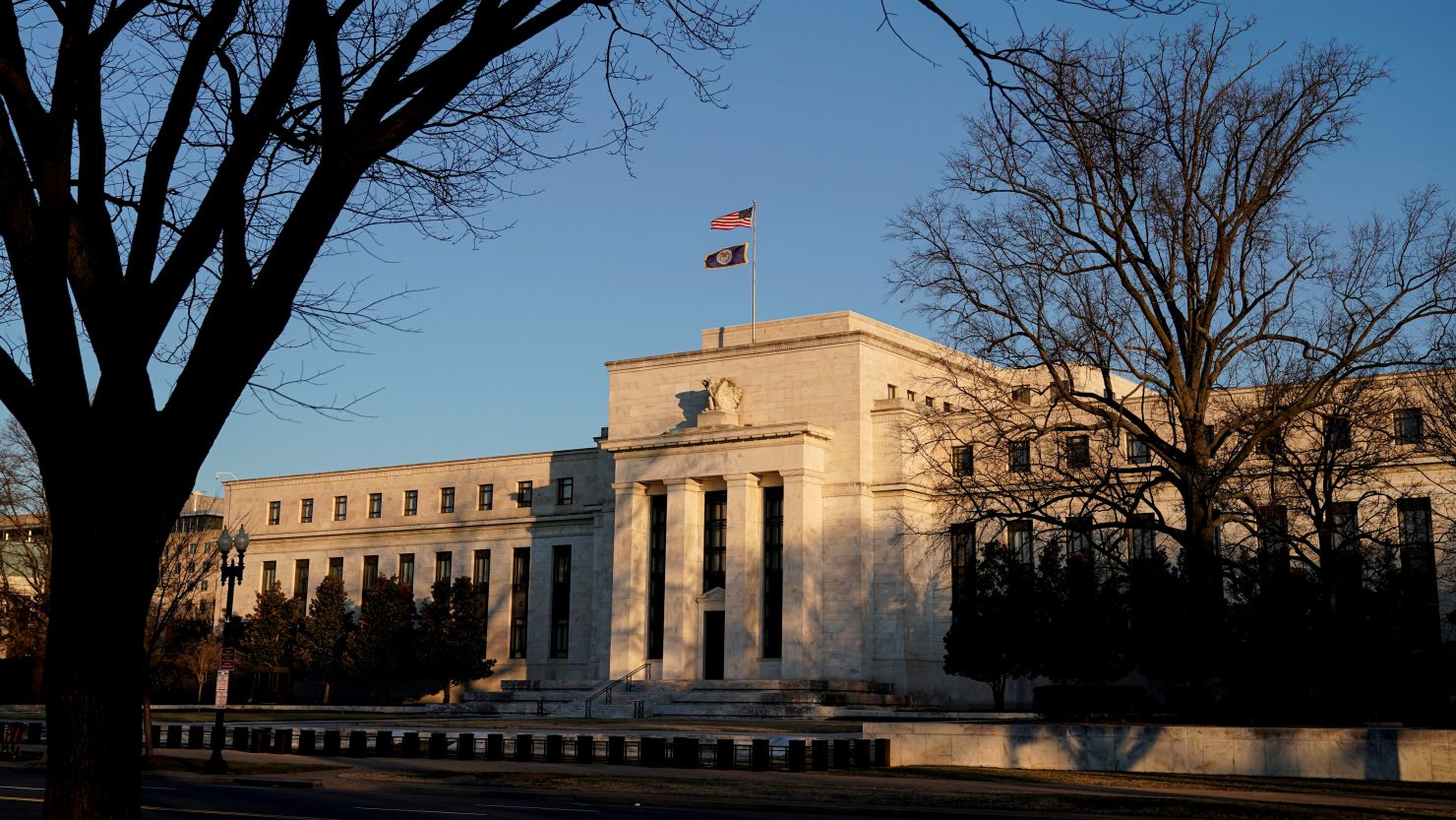 The Federal Reserve building is seen before the Federal Reserve board is expected to signal plans to raise interest rates in March as it focuses on fighting inflation in Washington, DC, January 26, 2022.