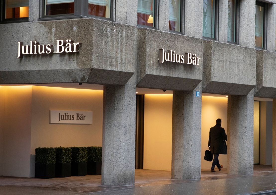 The headquarters of Swiss private bank Julius Baer in Zurich, Switzerland in February 2022.