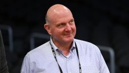 Feb 25, 2022; Los Angeles, California, USA; Los Angeles Clippers owner Steve Ballmer looks on as players warm up before the game against the Los Angeles Lakers at Crypto.com Arena.