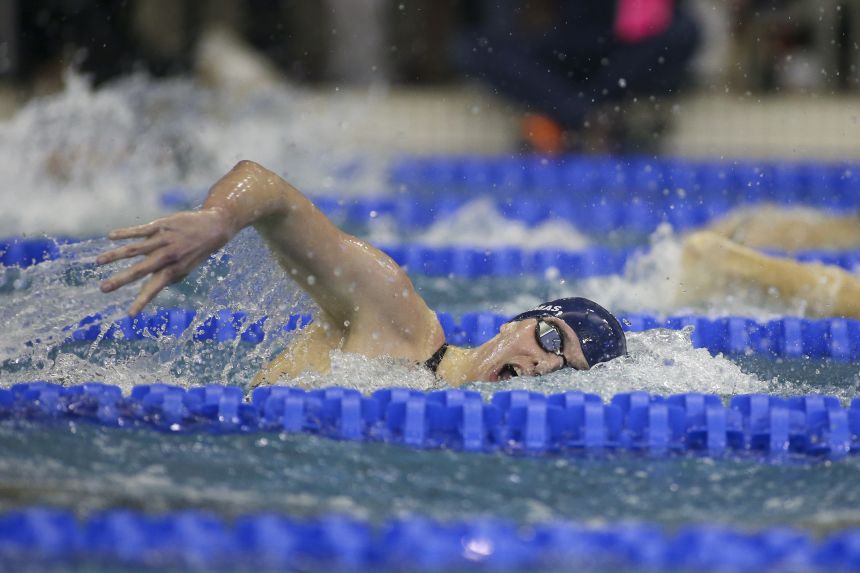 Lia Thomas swims the 200 free for Penn at the 2022 NCAA Swimming & Diving Championships in Atlanta.