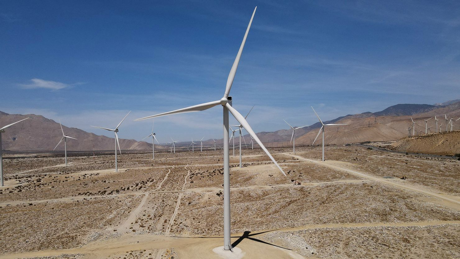 AES Clean Power has removed more than 100 older turbines and replaced them with 16 new Vestas in Palm Springs, California, U.S. July 21, 2022.