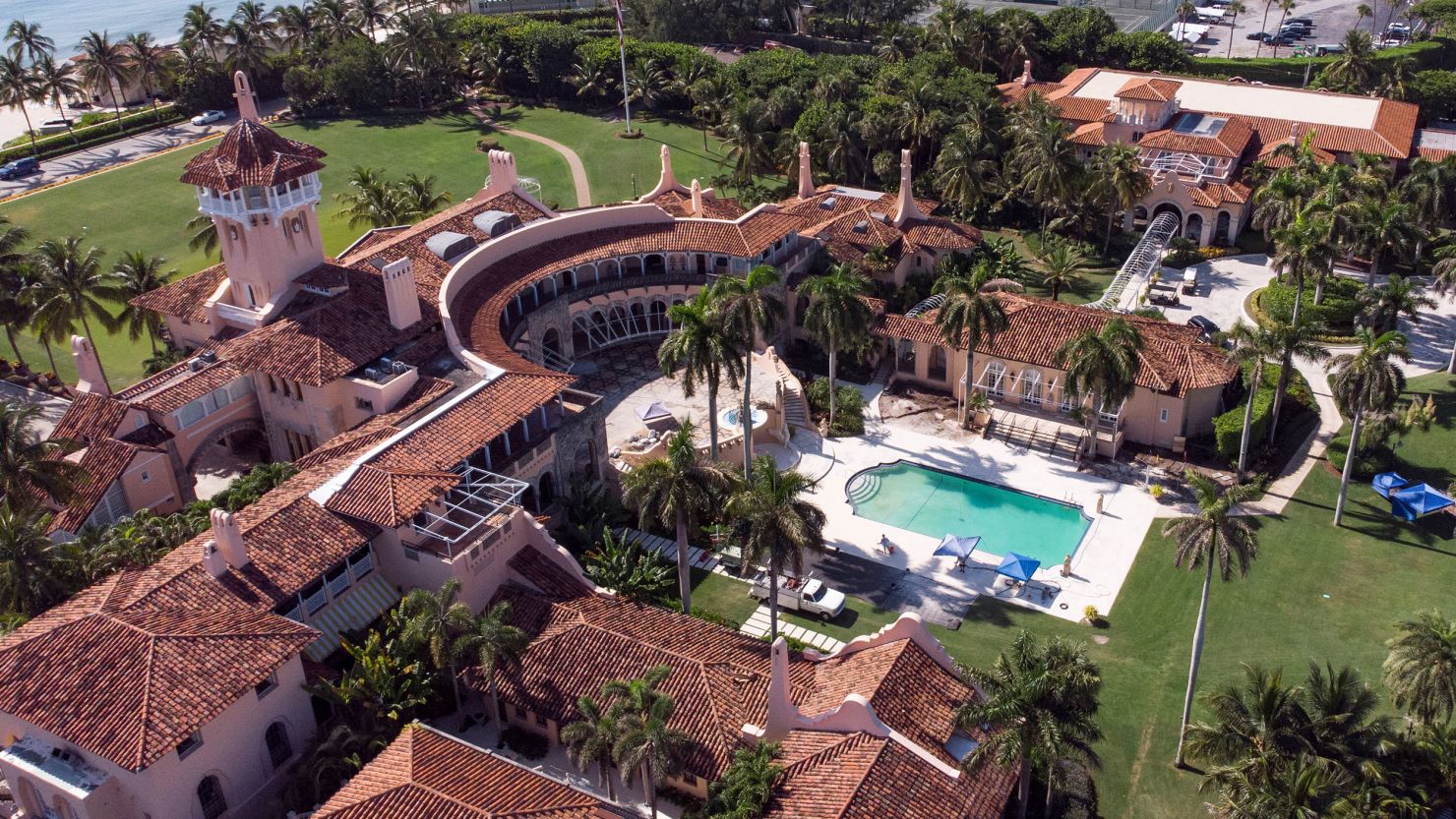 An aerial view of former U.S. President Donald Trump's Mar-a-Lago home after FBI agents raided it, in Palm Beach, Florida, U.S. August 15, 2022.
