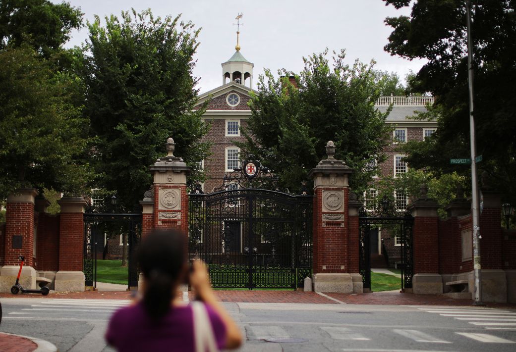 The Van Wickle Gates stand at the edge of the main campus of Brown University in Providence, Rhode Island, on August 16, 2022.