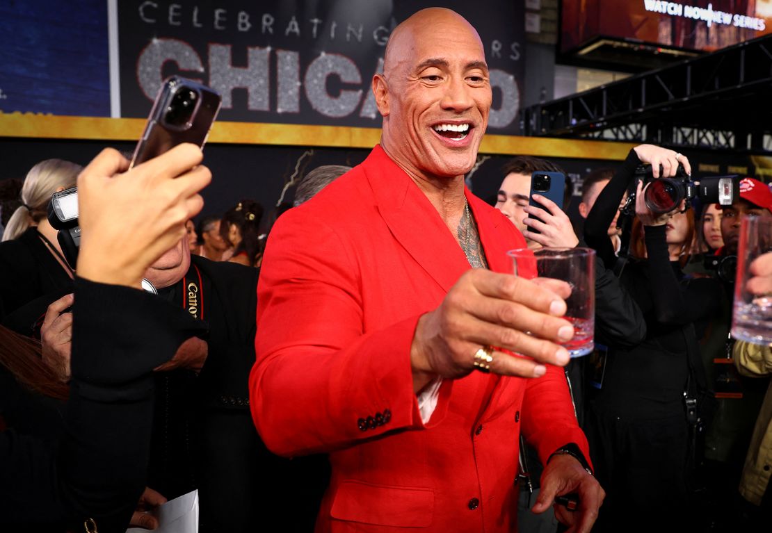Dwayne Johnson raises a glass of Teremana Tequila in a 2022 photo.