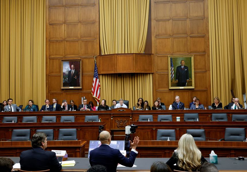 Witnesses testify before the House Judiciary Weaponization of the Federal Government Subcommittee on February 9, 2023.