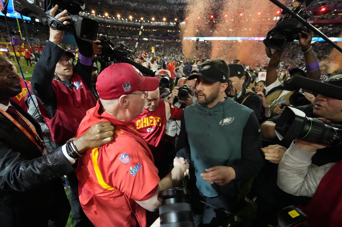 Sirianni (right) will be out for revenge against Andy Reid (left) and the Chiefs having previously lost to them in Super Bowl LVII two years ago.