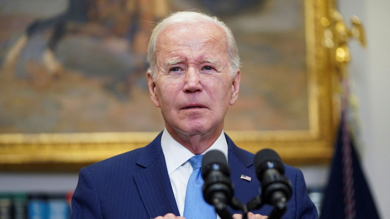 President Joe Biden delivers remarks in the Roosevelt Room at the White House in Washington, DC, in May 2023.