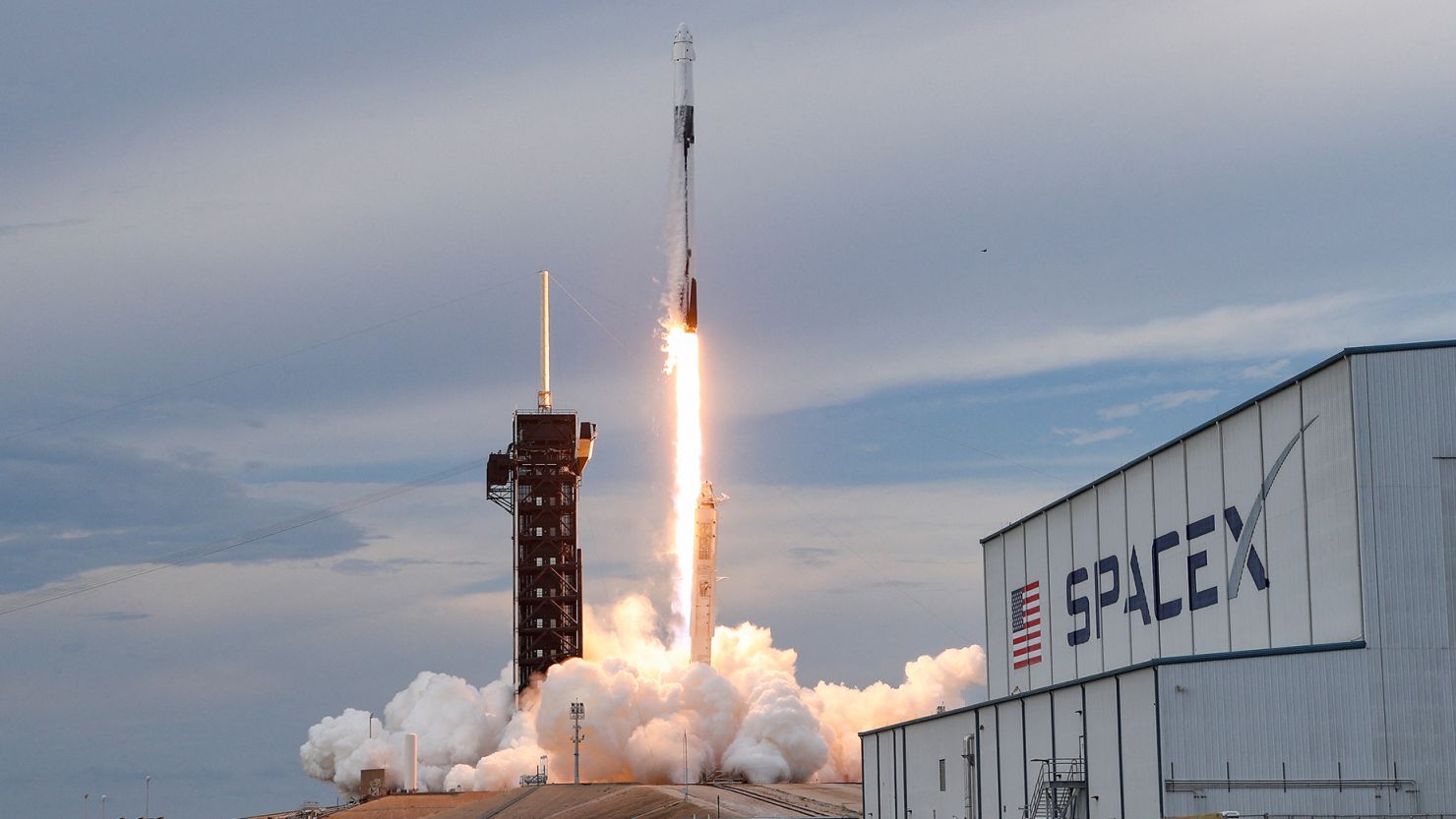 The Axiom-2 mission launches aboard a SpaceX Falcon 9 and Dragon capsule, carrying 4 crew members to the International Space Station from Kennedy Space Center, Florida on May 21, 2023.