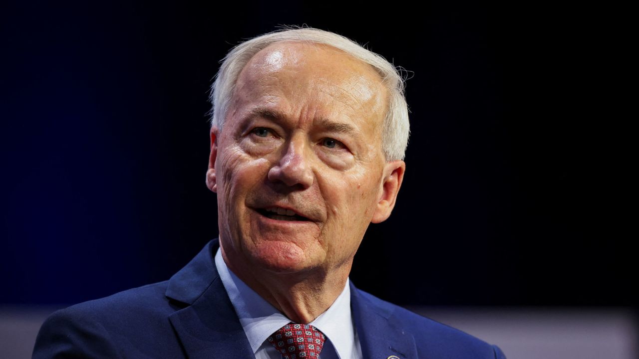 In this July 2023 photo, former Arkansas Gov. Asa Hutchinson speaks during an interview in Des Moines, Iowa.