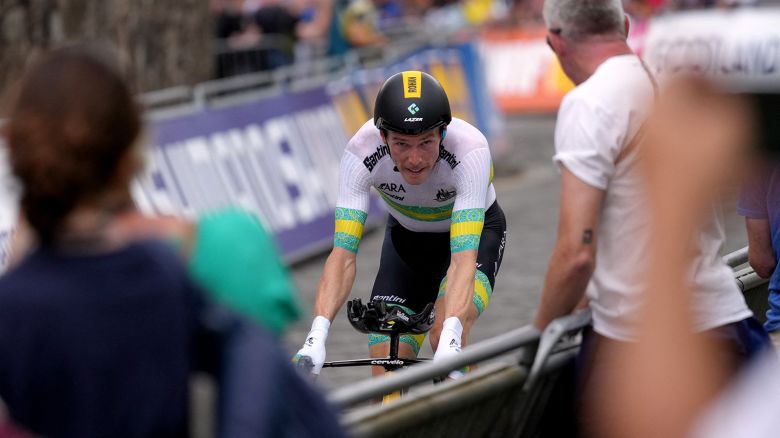 Australia's Rohan Dennis in action during the Men's Elite Road Individual Time Trial in Scotland, Britain on August 11, 2023.