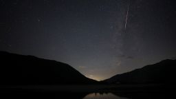 A view of meteor streaks in the night sky during annual Perseid meteor shower at Shebenik National Park, in Fushe Stude, Albania, August 13, 2023. REUTERS/Florion Goga  REFILE - QUALITY REPEAT DUE TO TECHNICAL ISSUE