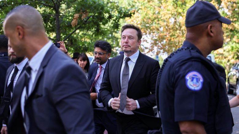 Tesla CEO Elon Musk arrives for a bipartisan Artificial Intelligence (AI) Insight Forum for all U.S. senators hosted by Senate Majority Leader Chuck Schumer (D-NY) at the U.S. Capitol in Washington, U.S., September 13, 2023.