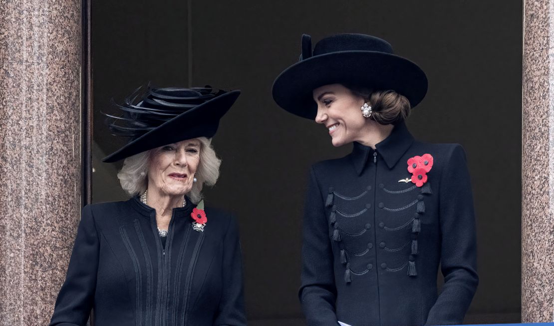 Camilla and Catherine attend the National Service of Remembrance at The Cenotaph in London.