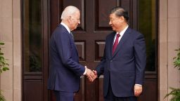 US President Joe Biden shakes hand with Chinese President Xi Jinping on the sidelines of the Asia-Pacific Economic Cooperation (APEC) summit, in Woodside, California, on November 15, 2023.