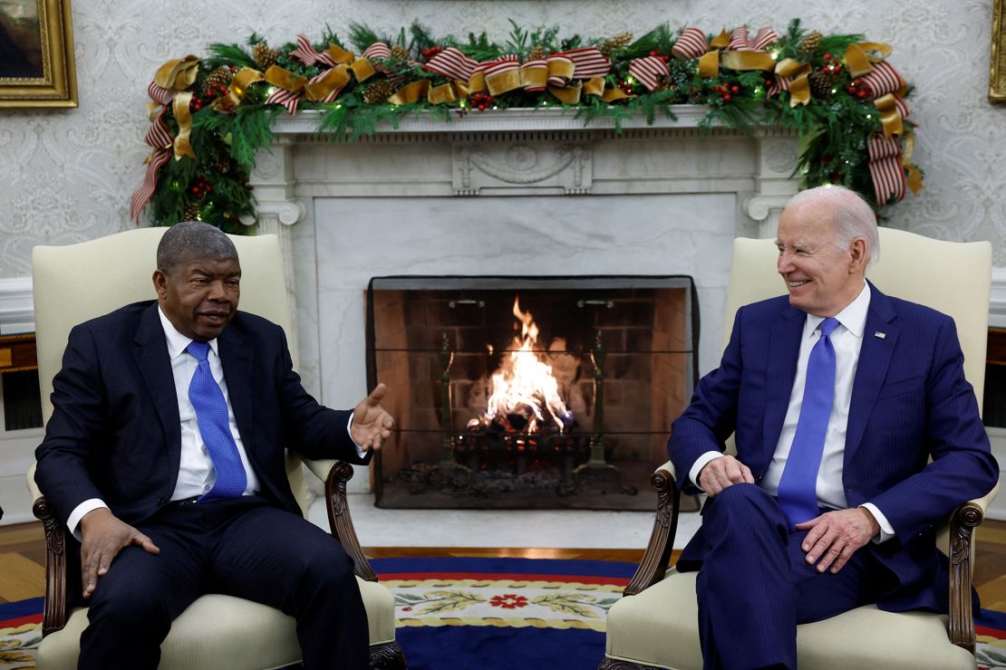 US President Joe Biden meets with Angola's President Joao Manuel Goncalves Lourenco in the Oval Office at the White House, November 30, 2023.