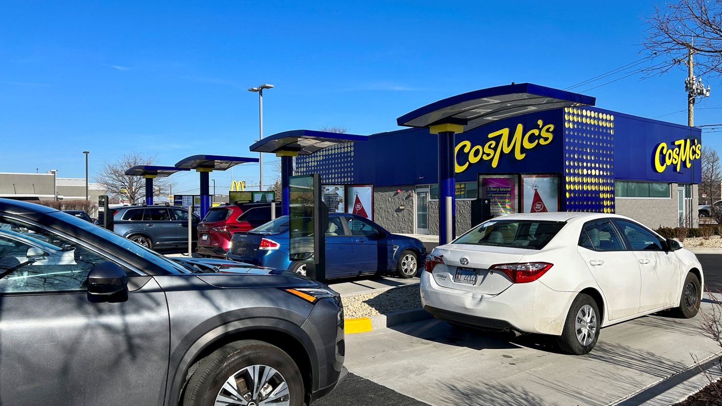 Lines form outside CosMc's in Bolingbrook, Illinois.