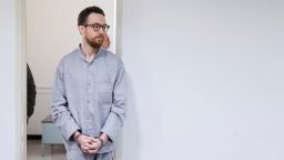 Swedish EU employee Johan Floderus is seen in court in Iran in December. Floderus was freed as part of a prisoner swap with Iran, Stockholm said on Saturday.
