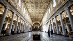People walk inside the Basilica of Santa Maria Maggiore (Saint Mary Major) where Pope Francis has decided to be buried in Rome, Italy, December 21, 2023. REUTERS/Guglielmo Mangiapane