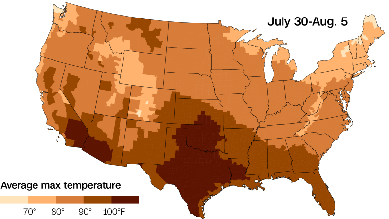 Inside America’s scorching summer, in three charts