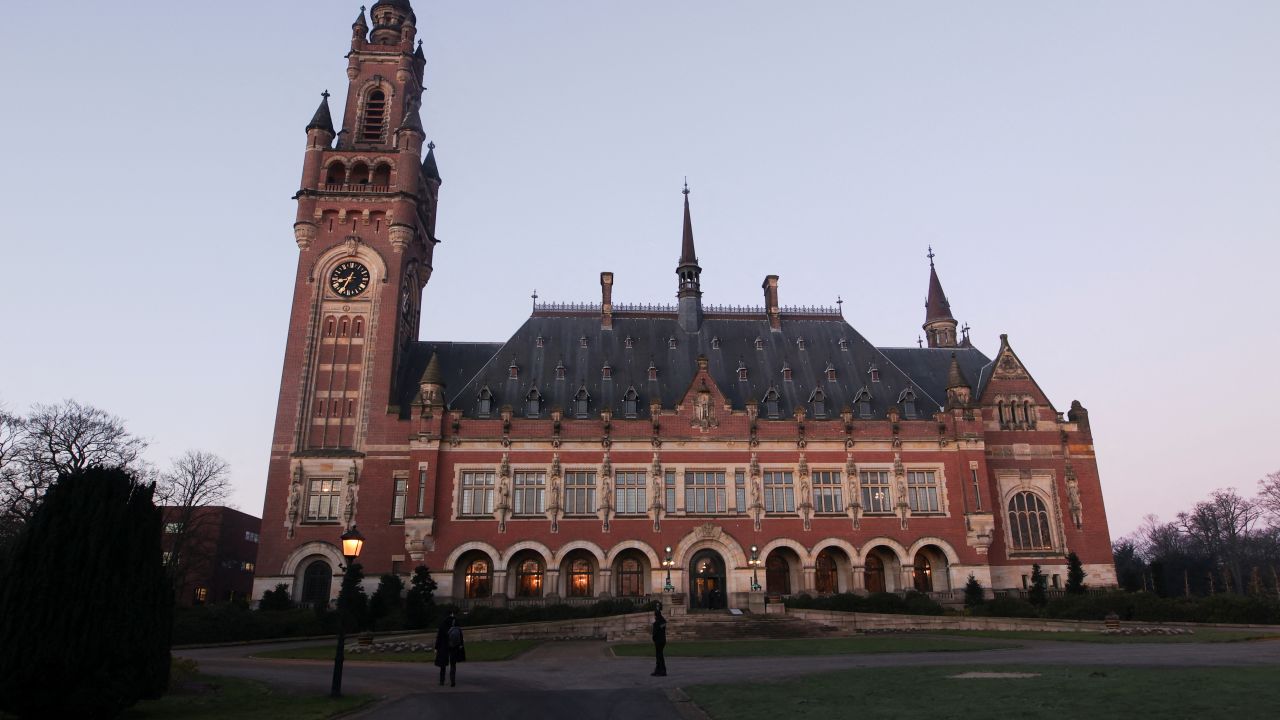 A general view of the International Court of Justice (ICJ) on the day of the trial to hear a request for emergency measures by South Africa, who asked the court to order Israel to stop its military actions in Gaza and to desist from what South Africa says are genocidal acts committed against Palestinians during the war with Hamas in Gaza, in The Hague, Netherlands, January 11, 2024.