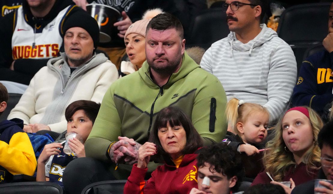 Strahinja Jokić (middle) watches a Denver Nuggets game against the Indiana Pacers on January 14, 2024.