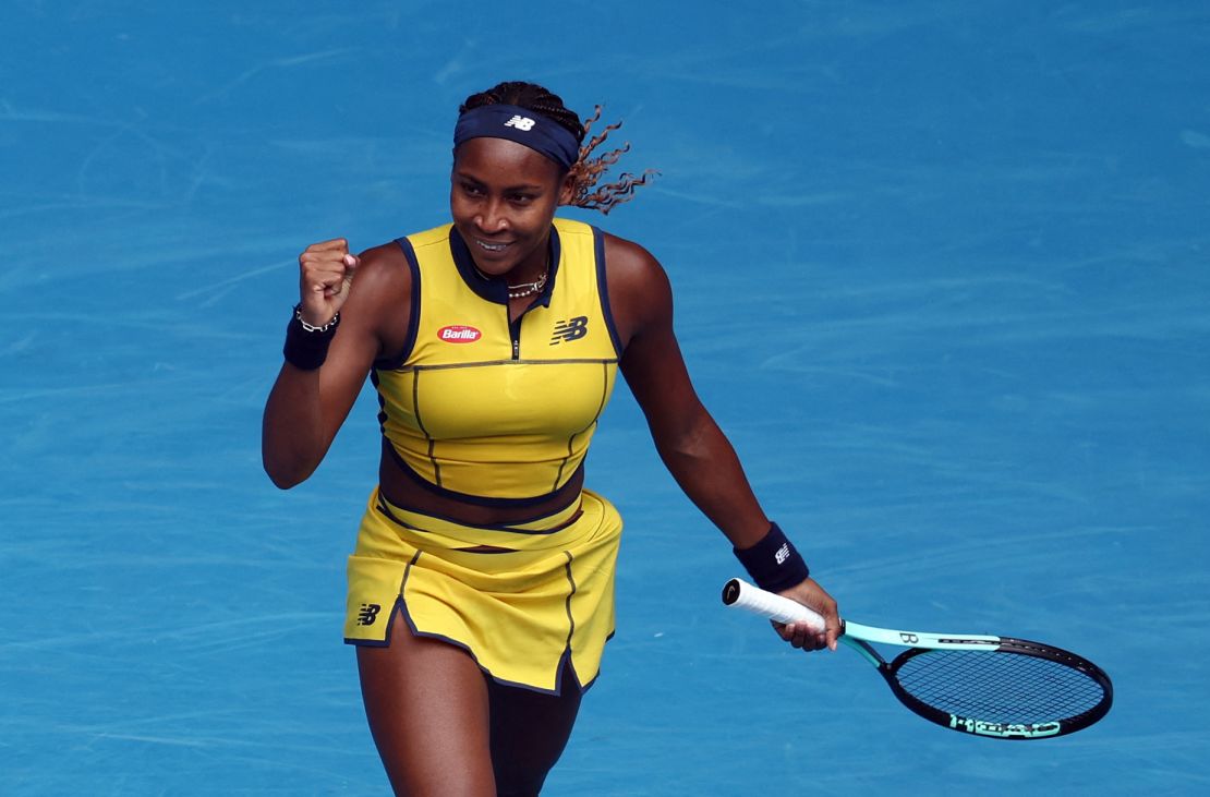 Coco Gauff at the 2024 Australian Open, which has more relaxed rules for athleticwear than its Grand Slam counterparts.