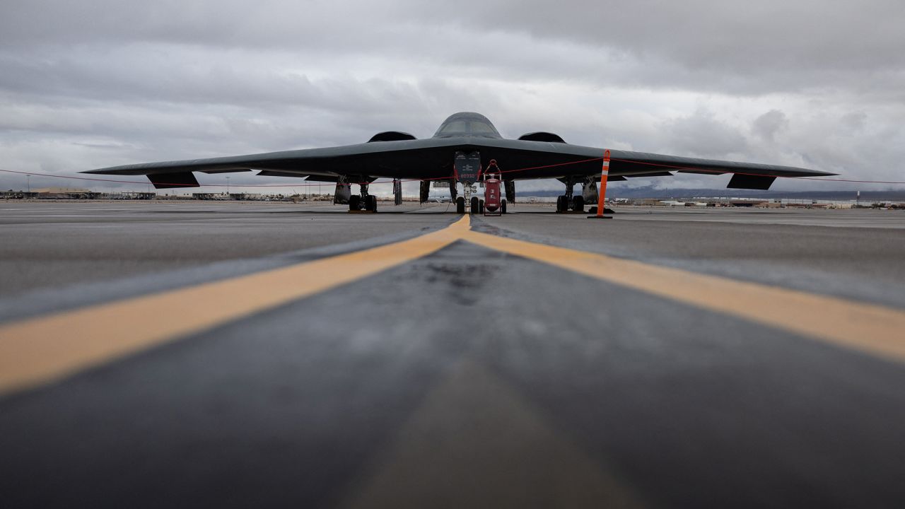 A B-2 Spirit Bomber is seen in Nevada on January 23, 2024.