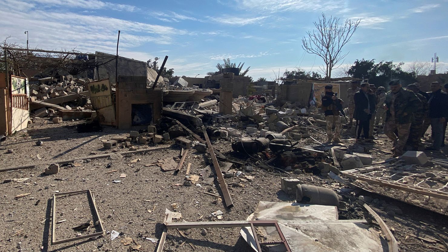 A destroyed building is pictured at the site of a US airstrike in al-Qaim, Iraq, February 3, 2024.