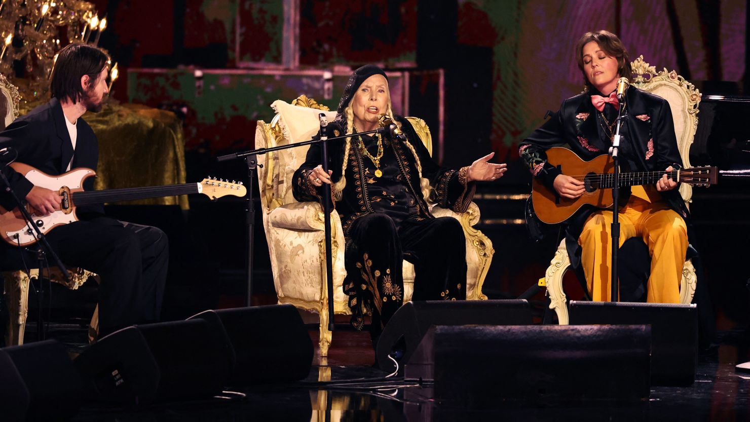 Joni Mitchell performs during the 66th Annual Grammy Awards in Los Angeles, February 4, 2024.