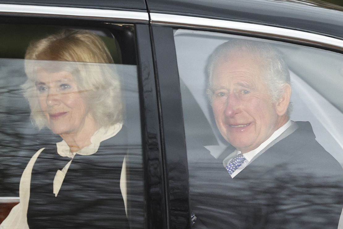 King Charles and Queen Camilla leave Clarence House, the monarch's London residence, on February 6, a day after his cancer diagnosis was announced. 