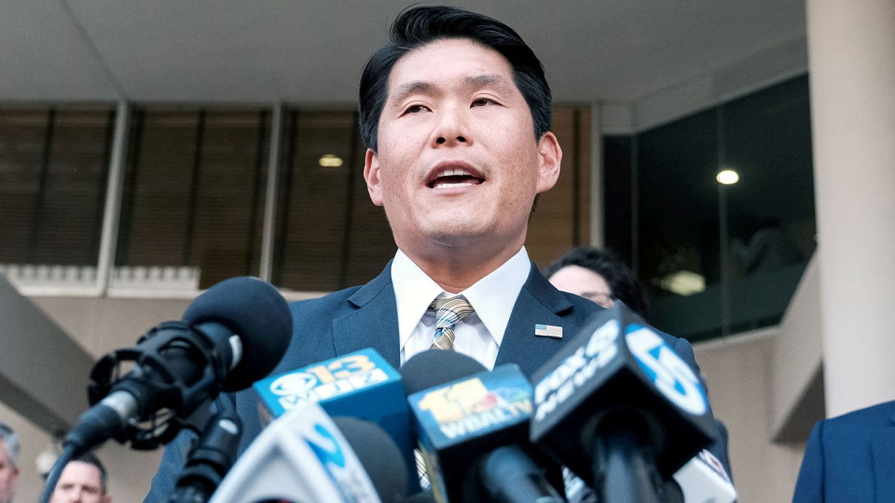US Attorney Robert Hur speaks outside of the US District Court, in Baltimore, Maryland on November 21, 2019.